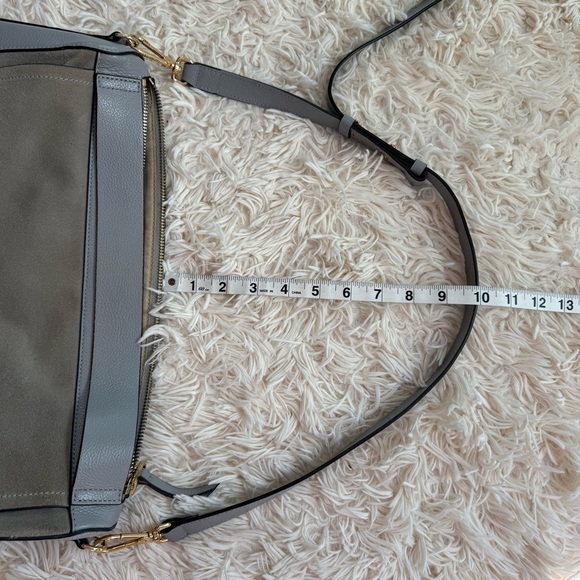 COCCINELLE Leather hobo CAMOSCIO LUNAR suede grey blue crossbody butter soft - Picture 13 of 13